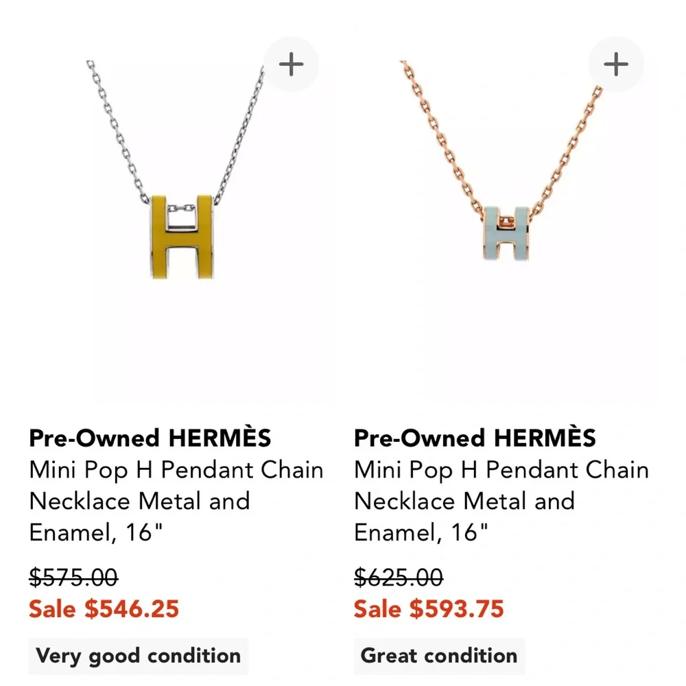 Hermès Pop H Necklace Yellow Palladium (Regular size Not Mini) NIB Silver tone - Picture 12 of 12